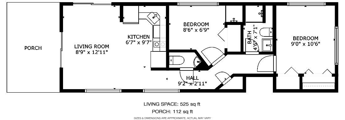 Two bedroom slip house floor layout